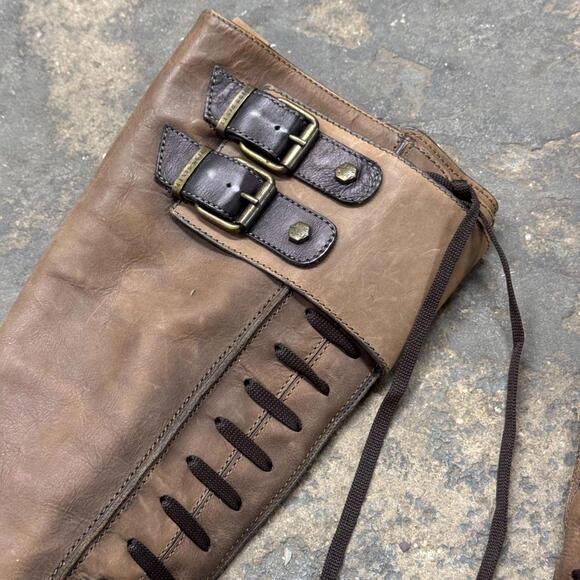 Vintage Miss Sixty brown Genuine Leather Lace-Up Tall Knee High Platform Boots - Picture 2 of 8